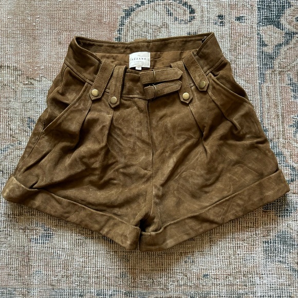 Sezane Robin Shorts - Bronze - Leather Suede Sz US 4 / FR 36 - Picture 3 of 5